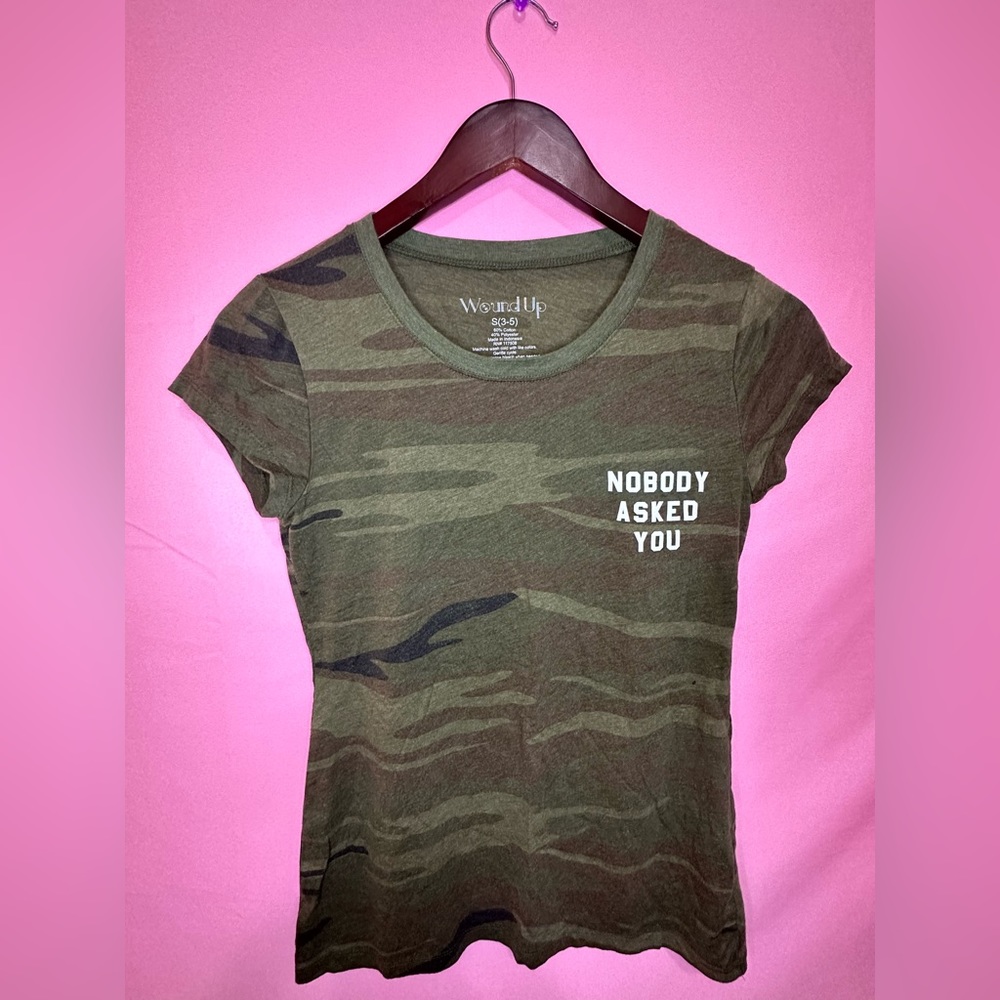 Wound Up “Nobody Asked You” Camo Graphic Tee